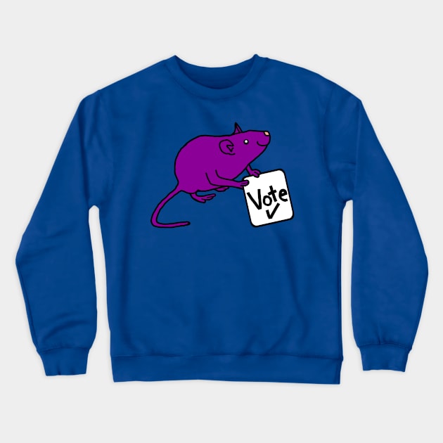 Purple Rat says Vote Crewneck Sweatshirt by ellenhenryart